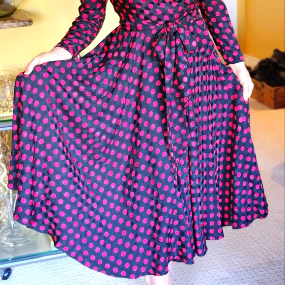 Albert Nipon Silk Dress Red Polkadot - Picture 10 of 13